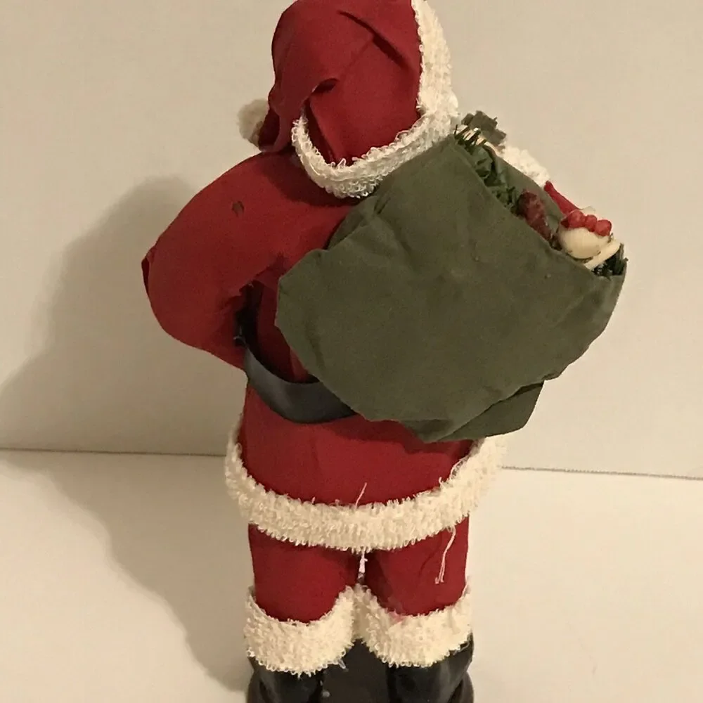 The Fabric Mache 11” Santa With Toys 1993 Christmas Tabletop Display Figure